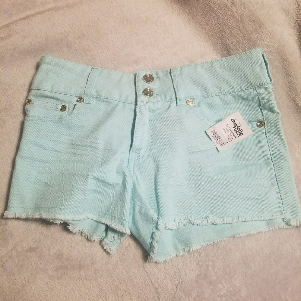 Charlotte Russe Refuge Aqua cut-off shorts NWT